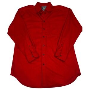 Woolrich Red Button Down Long Sleeve Shirt Men's Size Medium Made in USA Cotton